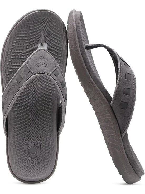 Men\'s Grey Sport Flip Flops Comfort Orthotic Thong Sandals Arch Support main image 5